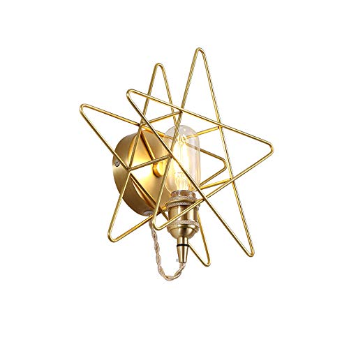 Lumière murale de salon et lanterne d'escalier design étoile en métal doré E27