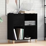 Alveth Armadietto per vinili, effetto rovere nero, credenza in legno con ripiano, 84,5 x 38 x 89 cm, per soggiorno, corridoio, camera da letto