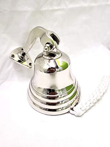 ACL Bar Accessories for Home Pub Hand Bell  Wall Mounted Bar Bell Nautical Decorations  Unique Silver Bell with Crisp Loud Sounds Ideal for Christmas, Reception, Pubs (6 Inch)