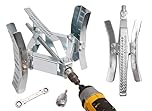 PEAKTOW PTR0029 Heavy Duty RV Tire Wheel Chock Stabilizer with Rotatable Sides Drill Adjusted for Camper Motorhome and Travel Trailer with Wrench and Socket, 2PK