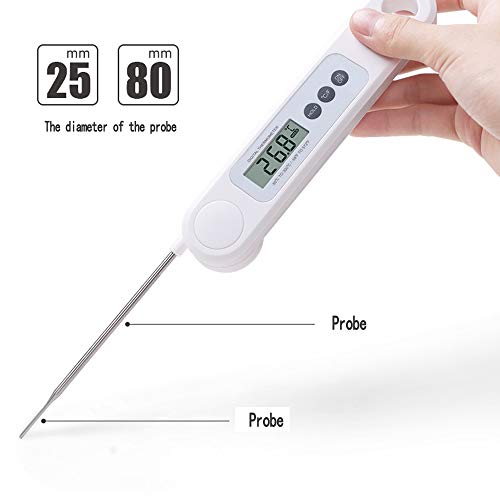 Termômetro de sonda dobrável (termômetro de alimentos), leitura instantânea, controle preciso de tem