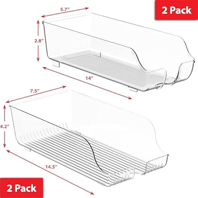 Simple Houseware Assorted Can Organizer for Refrigerator/Pantry, Set of 4, Clear