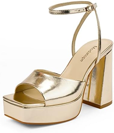 Modatop Platform Heels for Women Platform Sandals Womens Chunky Heel Open Toe Pumps Ankle Strap Womens Wedding Party Pumps Shoes