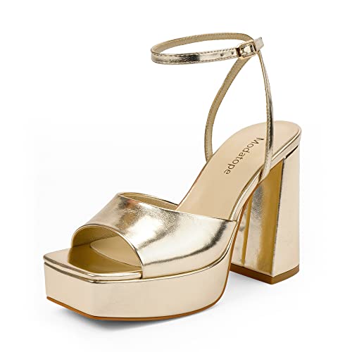 Modatope Platform Heels for Women Platform Sandals Womens Chunky Heel Open Toe Pumps Ankle Strap Womens Wedding Party Pumps Shoes