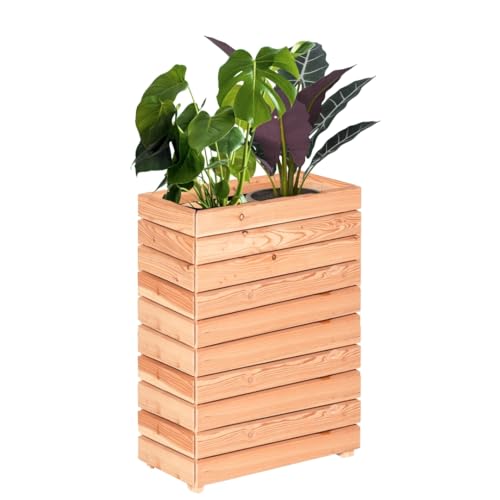 Mega Holz Balkon-Hochbeet Modulo 60x30x75 (BxTxH) aus Natürlicher Lärche, Blumenbeet aus Holz, wetterfest, Innen- und Außenbereich, Kräuterbeet für Garten, Balkon und Terrasse, schmal und modular
