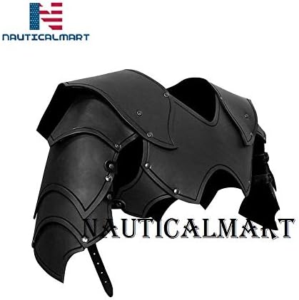 NauticalMart Medieval Leather Pauldrons Warlord LARP armor battle ready armor