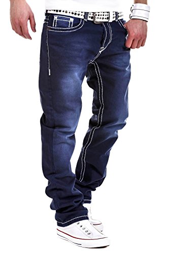 MT Styles Jeans Straight-Fit Hose RJ-133 [Dunkelblau, W33/L32]