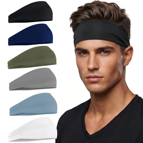 Image of Headbands for Men 6PCS, Summer-Exclusive Lightweight Hair Men Head Bands | Sweatbands head bands for Men's hair, Soft Running Headband for Men, Non Slip Headband for Working Out, Travel, Cycling