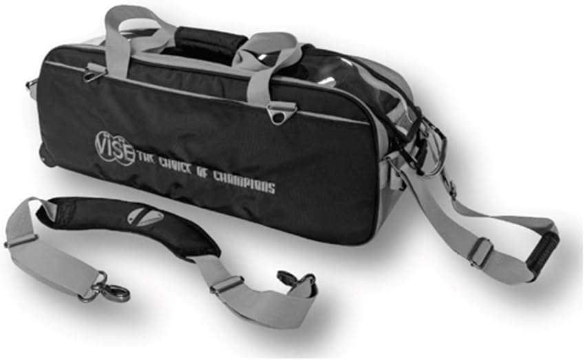 Vise Clear Top 3 Ball Roller Bowling Bag - Black/Silver