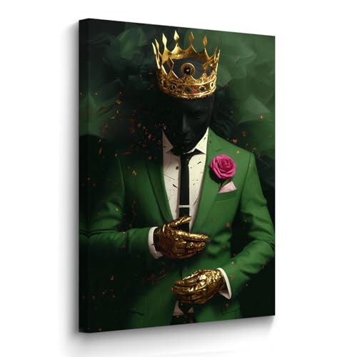 BJYCHG Black Man Picture Gold Crown Wall Art Afro American