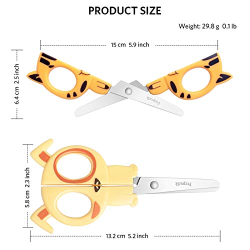 Asdirne Scissors For Kids, Blunt Scissors, Small School Student Craft Scissors, Sharp Stainless Steel Blades Safety, Cute Animal Shapes, 5 Inch, 4Pack #TOP2