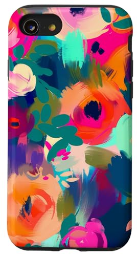 iPhone SE (2020) / 7 / 8 Bold Painterly Rose Garden Colorful Abstract Floral Pattern Case