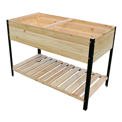 Sfjc Raised Garden Bed With Strong Iron Legs Elevated Wood Planter Box Stand For Flower Vegetable Herb Outdoor Organic Gardening Backyard Patio With Large Storage Shelf 47X23X32 Inches #TOP5