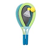 alldoro 60057 XL Federball Set, 4 tlg. bunt, 62 x 26 cm, 2 Schläger mit Softball, Federball, für...