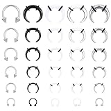 HaiFafafaing Juego de 30 piezas de dilatadores de tabique de acero inoxidable acrílico para estiramiento de tabique de herradura, anillos de tabique en forma de C, piercing de tabique, joyería