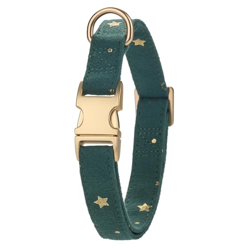 YUDOTE Soft Dog Collar Natural Cotton Blend Fabric Wrapped Non-irritant for Medium Dogs with Sensitive Skin,British Racing Green