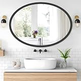 FUWU HOME Black Oval Mirror for Bathroom 24x36 Inch Oval Bathroom Mirror with Wood Frame for Bathroom Vanity Living Room Bedroom Entryway(24' W x 36' H Black)