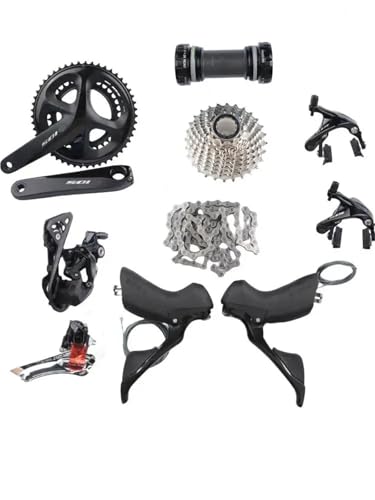 YNKJFOD Kit De Bicicleta De Carretera Compatible con Grupo Shimano 105 R7100 De 2x11 Velocidades, Bielas De 170 Mm con Freno De Llanta De Cassette De 30 Dientes Y FD Soldado.