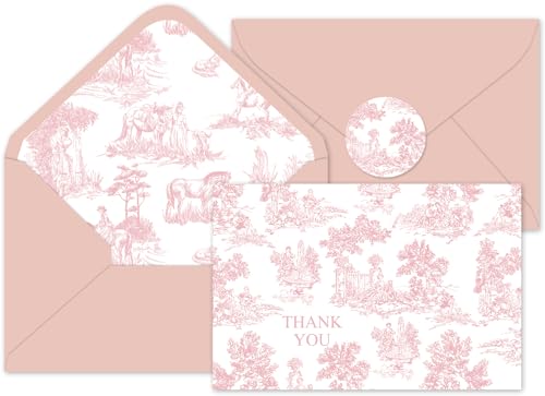 Cartes de remerciement prêtes à l'envoi lot de 36 cartes roses pour gagner du temps