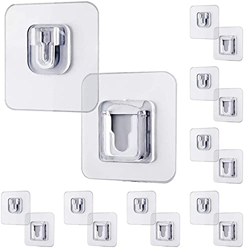 UCRAVO Polyvinyl plastic Double-Sided Adhesive Waterproof Storage Wall Clear Sticking Hook Without Punching (Transparent) -10 Pair