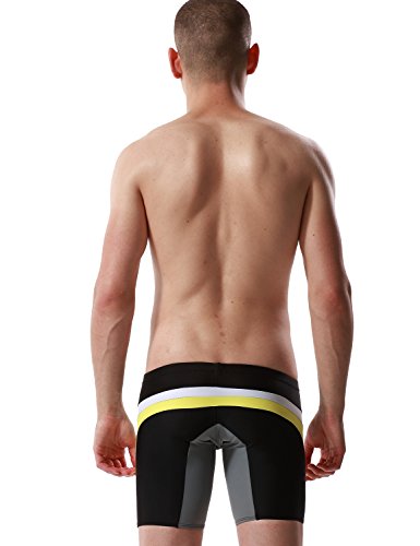 SEOBEAN Mens Low Rise Sexy Sport Swimwear Trunk Boxer Brief Bikini Swimsuit (Medium(28-31"), 2700 Black)3