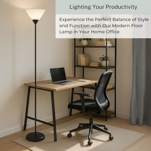 Mary Floor Lamp by Light Accents – Standing Lamp for Living Rooms – Torchiere Pole Light – LED-Compatible Floor Lamp – Modern Bedroom Lighting (Black) - Thumbnail 3
