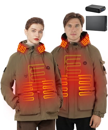 Miniatura 8 de Brimekey Chaqueta Calefactable, Chaqueta Bateria Para Hombre 3 Temperaturas 6 Zonas, Ropa De Calefacción Eléctrico Impermeable Con Baterías 7.4v, Ideal Para Esquí, Viajes Más Pequeño