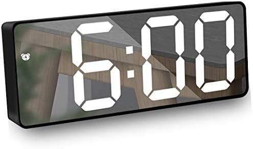 HAL Mirror Alarm Clock, Portable Digital Alarm Clock with Date/Temperature 6.5"LED Display, Digital Clock Snooze Function for Travel/Bedroom/Office/Kitchen, USB Powered & Battery Backup Powered-Black
