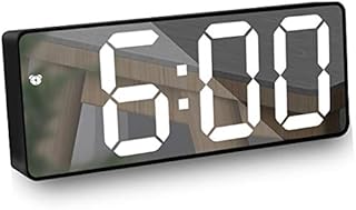 HAL Mirror Alarm Clock, Portable Digital Alarm Clock with Date/Temperature 6.5"LED Display, Digital Clock Snooze Function for Travel/Bedroom/Office/Kitchen, USB Powered & Battery Backup Powered-Black