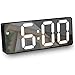 JILM Specchio Sveglia, Digitale Sveglia a con Display LED 6,5 Pollici Temperatura/Data/Luminosità Regolabile, Orologio Snooze per Viaggi/Camera da Letto/Ufficio/Cucina, USB e Alimentato Batteria-Nero