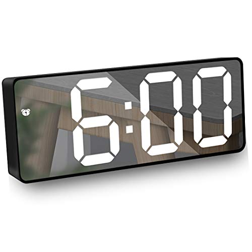 Despertadores Digitales Pilas JILM Reloj Despertador Espejo, Pantalla LED Grande Digital de 6.5 ' con Fecha/Temperatura/ Ajustable Brillo,Snooze Reloj...