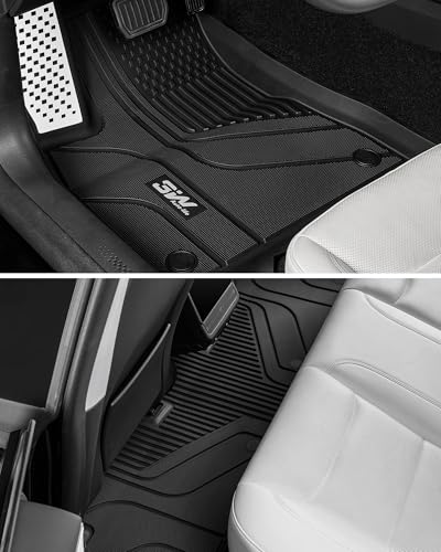 Image of 3W Floor Mats for Tesla Model 3 Highland 2024-2026 with Metal Pedal | Non-Slip Floor Liner, Heavy Duty All Weather TPE Custom Fit Model 3 Accessories, Black, Over 10 Years Lifespan