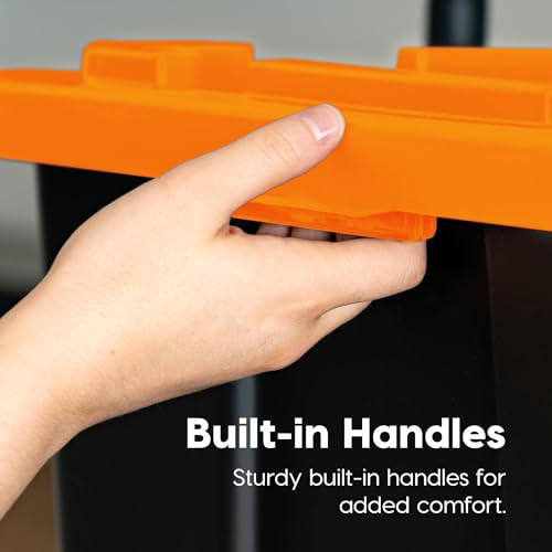 IRIS USA 3-Pack 27 Gallon Storage Bins with Lids |Made in USA| Heavy Duty Plastic Tote Containers for Truckbed Tool Box Organization, Large - Orange by IRIS USA - Image 7