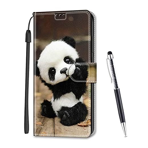 MadBee Kompatibel mit Huawei P8 Lite 2017 Hülle, Leder Handyhülle Tasche Schutzhülle Brieftasche Klapphülle Ständer und Kartensteckplätze Hülle für Huawei P8 Lite 2017 (Panda)