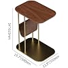 homary C-Shaped Side Table, 360 Rotating End Table with Storage, Walnut & Gold Sofa Table with Magazine Rack, Space-Saving Table for Living Room & Bedroom (Walnut)