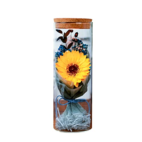 Generic Girasoles artificiales a granel en la cúpula de cristal llevó la lámpara de flores preservada arreglo para el día de San Valentín, el día de la madre, boda, aniversario
