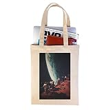 Space Collage Art Canvas Bag Canvas Tote Bag Gift Aesthetic Reusable Grocery Shopping Bag School Tot