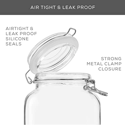 Airtight Glass Jars With Lids Set Of 3. 78Oz Glass Jar With Lid And 6 Silicone Seals! Large Glass Food Storage Containers. Square Mason Jar, Candy Jar, Flour Jar, Pasta Containers For Pantry #TOP1