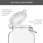 JoyJolt Airtight Glass Jars with Lids Set of 3. 32oz Glass Jar with Lid and 6 Silicone Seals! Med Glass Food Storage Containers. Square Mason Jar, Candy Jar, Sugar Jar, Pasta Containers for Pantry - Image 5