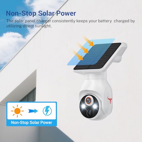 1080p WiFi Security Camera with Solar Panel, Battery Powered, Pan Tilt, AI Motion Detection, Night Vision, 2-Way Talk, IP65, Cloud Storage, 2.4GHz WiFi Only - Image 6