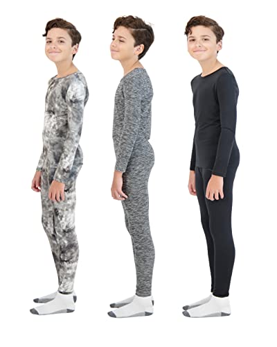 Arctic Layerz Boys Thermal Underwear Set For Kids And Toddlers 3 Pack Base Layer Long Johns Sets 6 Piece Multipack With Long Sleeve Tops And Leggings (Black, 16-18) #TOP1