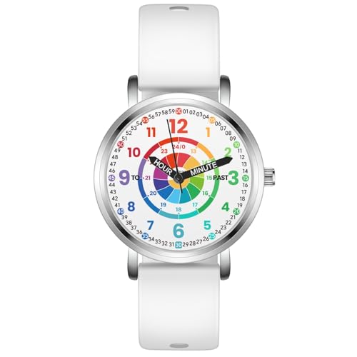 Montre d'apprentissage enfants blanche avec jeu de fléchettes pour garçons et filles