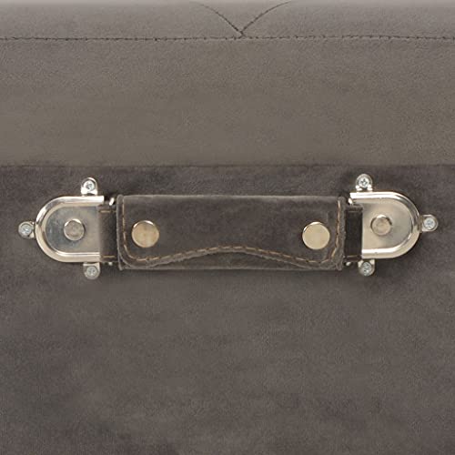 Tabouret de rangement gris velours pour désencombrer votre chambre - 7