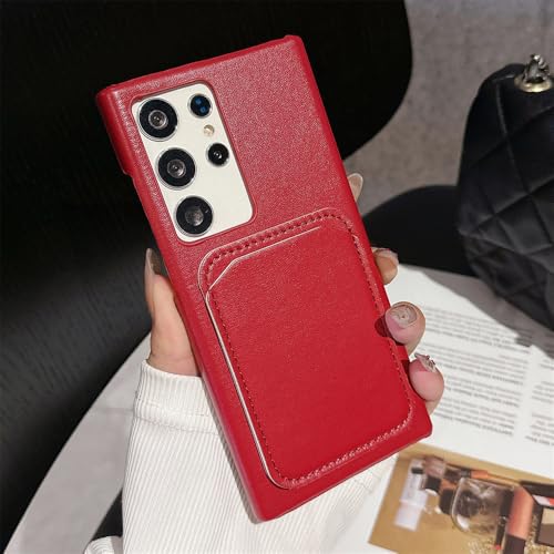 Étui portefeuille de luxe en finition rouge élégante pour la gamme Samsung S24 et S23 Ultra