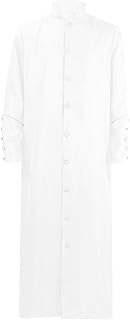 Men's Clergy Robes Halloween Cosplay Stand Collar Pastor Priest Robe Long Sleeve Button Up Preacher Minister Costume