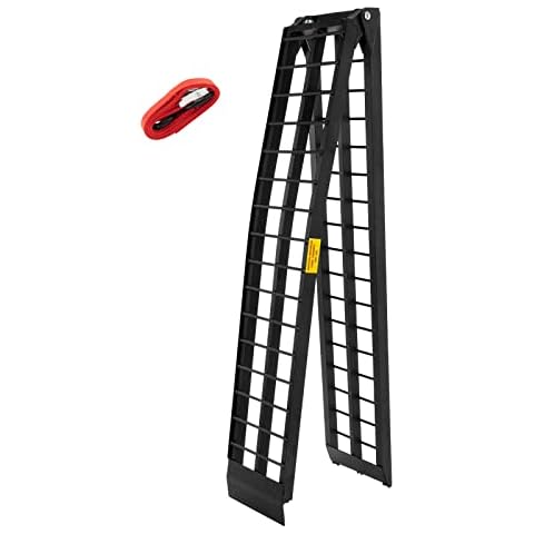 TRIBLE SIX Loading Ramp 10' Folding Aluminum Load Ramps 600lbs Capacity Heavy-Duty for Loading Motorcycles Pickup Truck Trailer ATV UTV Lawn Mower 1Pcs Cover