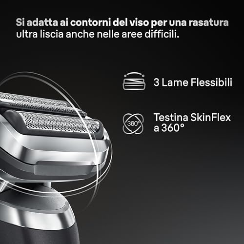 Braun Serie 7 Rasoio Elettrico Barba, Wet&Dry, Regolabarba Uomo, Rasoio Barba, 60 Min Di Utilizzo, Base di Ricarica, +1 Accessorio, Senza Fili, 100% Impermeabile, Regolabarba Braun 72-N4200S, Nero - Immagine 2