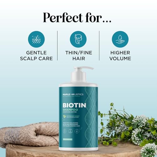 Image of Volumizing Biotin Shampoo for Thinning Hair - Invigorating Peppermint Shampoo for Fine Hair with Argan Coconut and Olive Oils - Vegan & Color Safe - Paraben Silicone & Sulfate Free (25 Fl Oz)