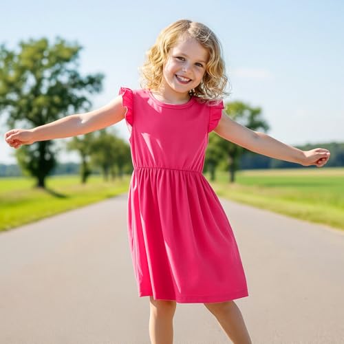 Image of Toddler Little Girls Casual Dresses Short Sleeve Crew Neck Graphic Cartoon Dress for 2-8 Years