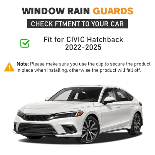 Shatterproof in-Channel Window Rain Guards for Honda Civic Hatchback 2022-2026, Window Deflectors, Window Visors for Car, Vent Deflector, 4pcs by HOPE YOU READY - Used condition - Image 2